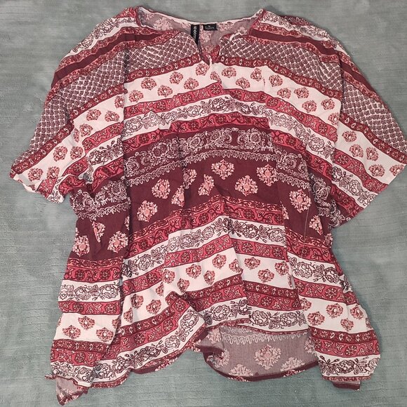 No Comment Blouse V-Neck Ruffled Side Scoop Neck Top Shirt Casual Summer Comfy - Picture 1 of 13